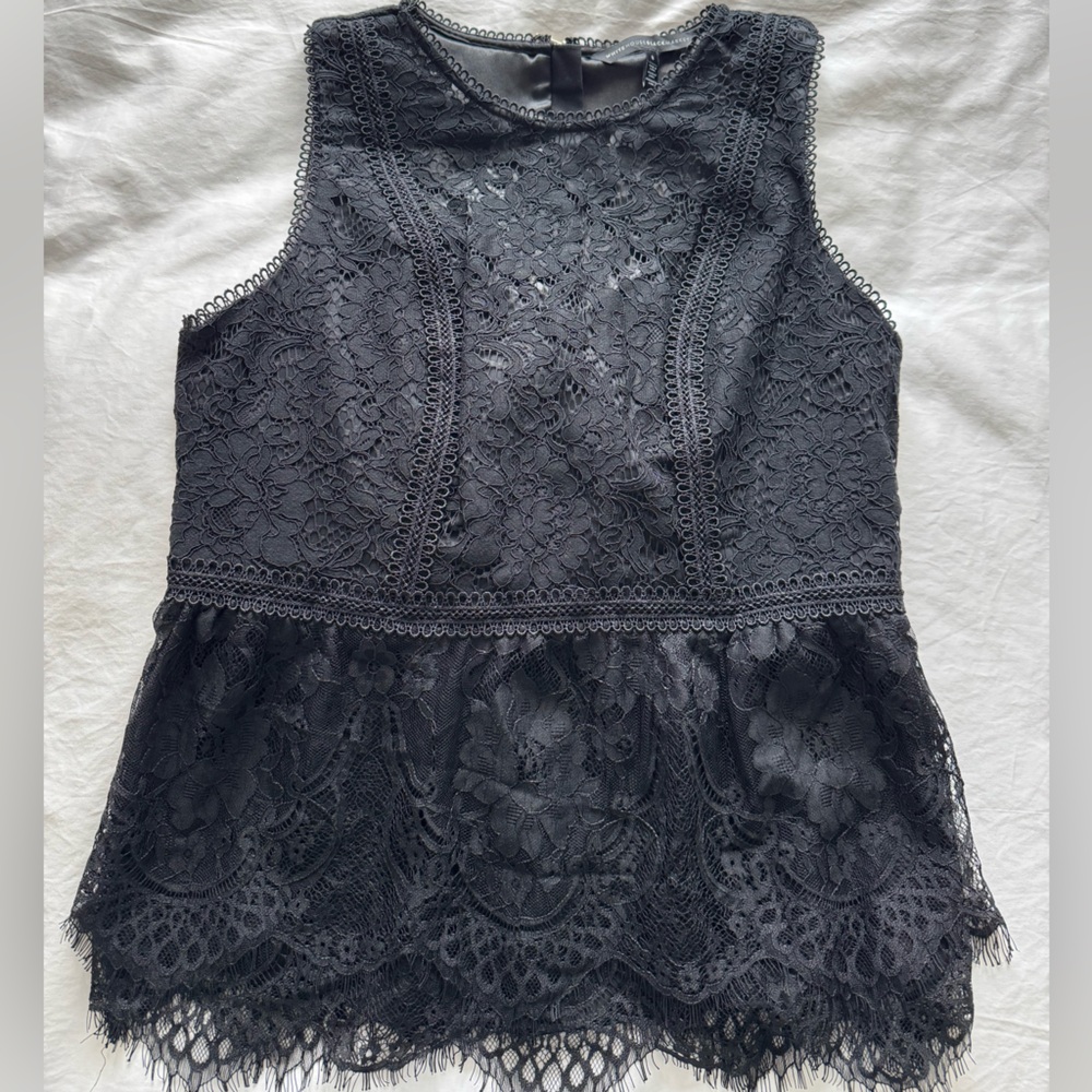 White House Black Market Black Lace Sleeveless Top